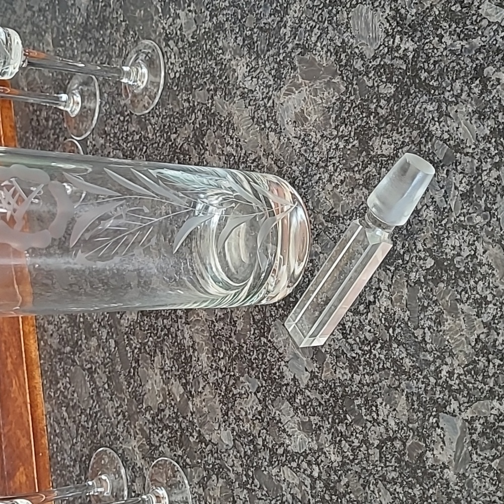 Vintage Javit Handcut Crystal Cordial Decanter with 6 Glasses - Picture 6 of 16